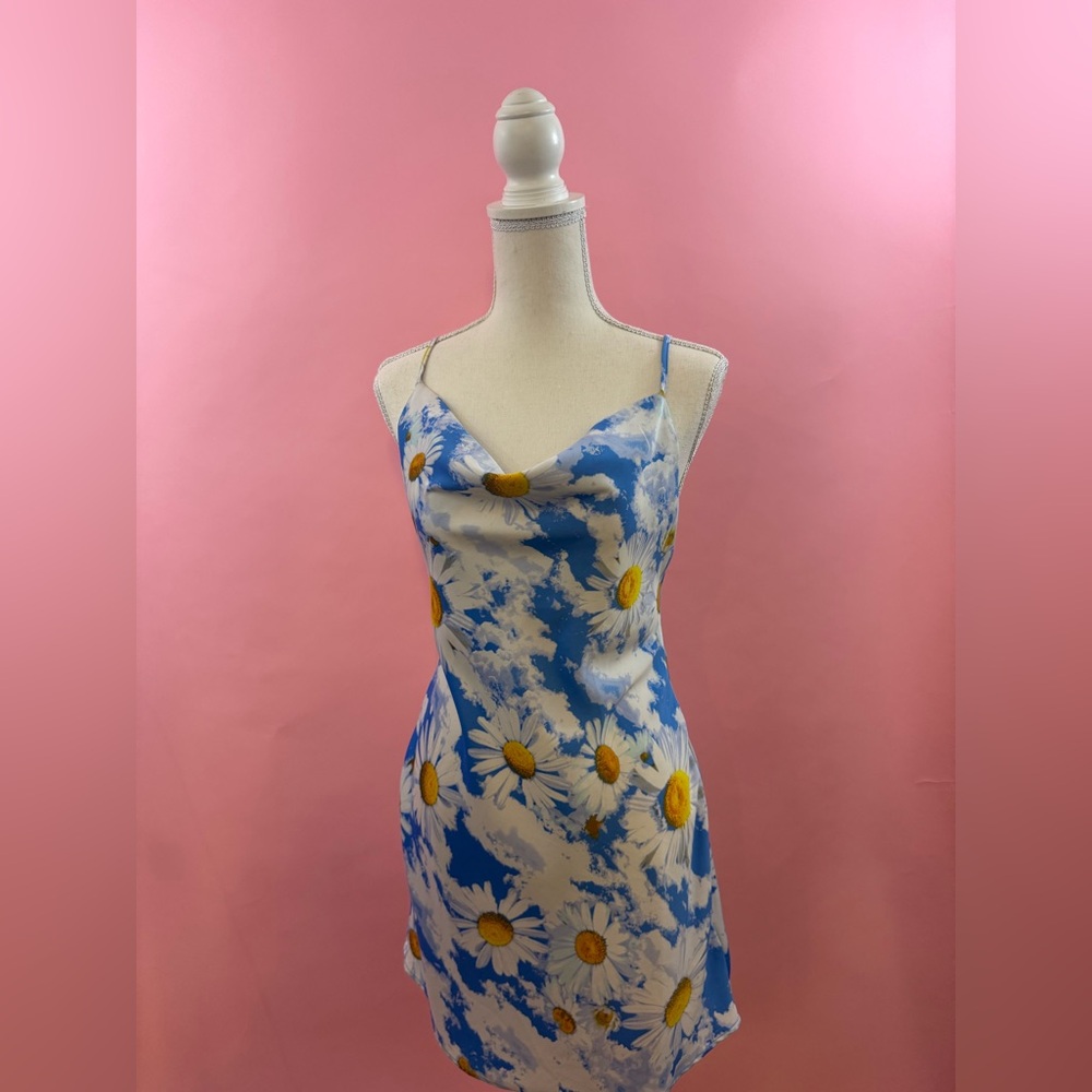 Urban Outfitters Blue and Yellow Slip Mini Dress